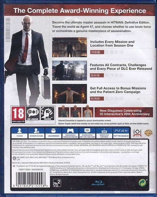 Hitman Definitive Edition - PS4 (A Grade) (Genbrug)